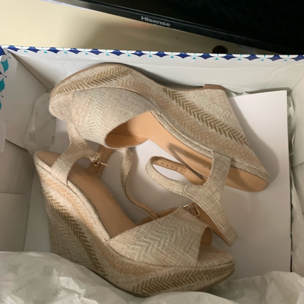 Stylish Beige Wedge Sandals